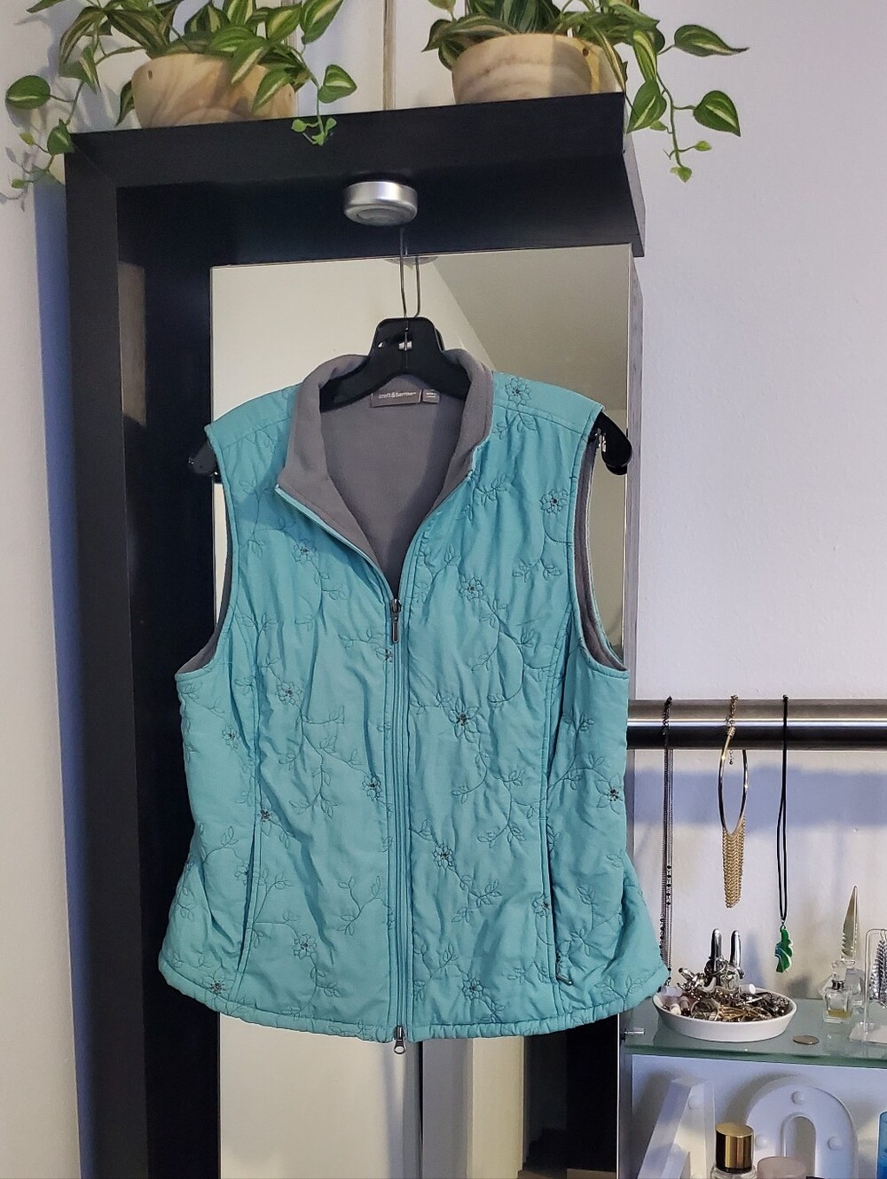 💕 Croft & Barrow 💕 Turquoise Teal And Grey Quilted Vest Size M